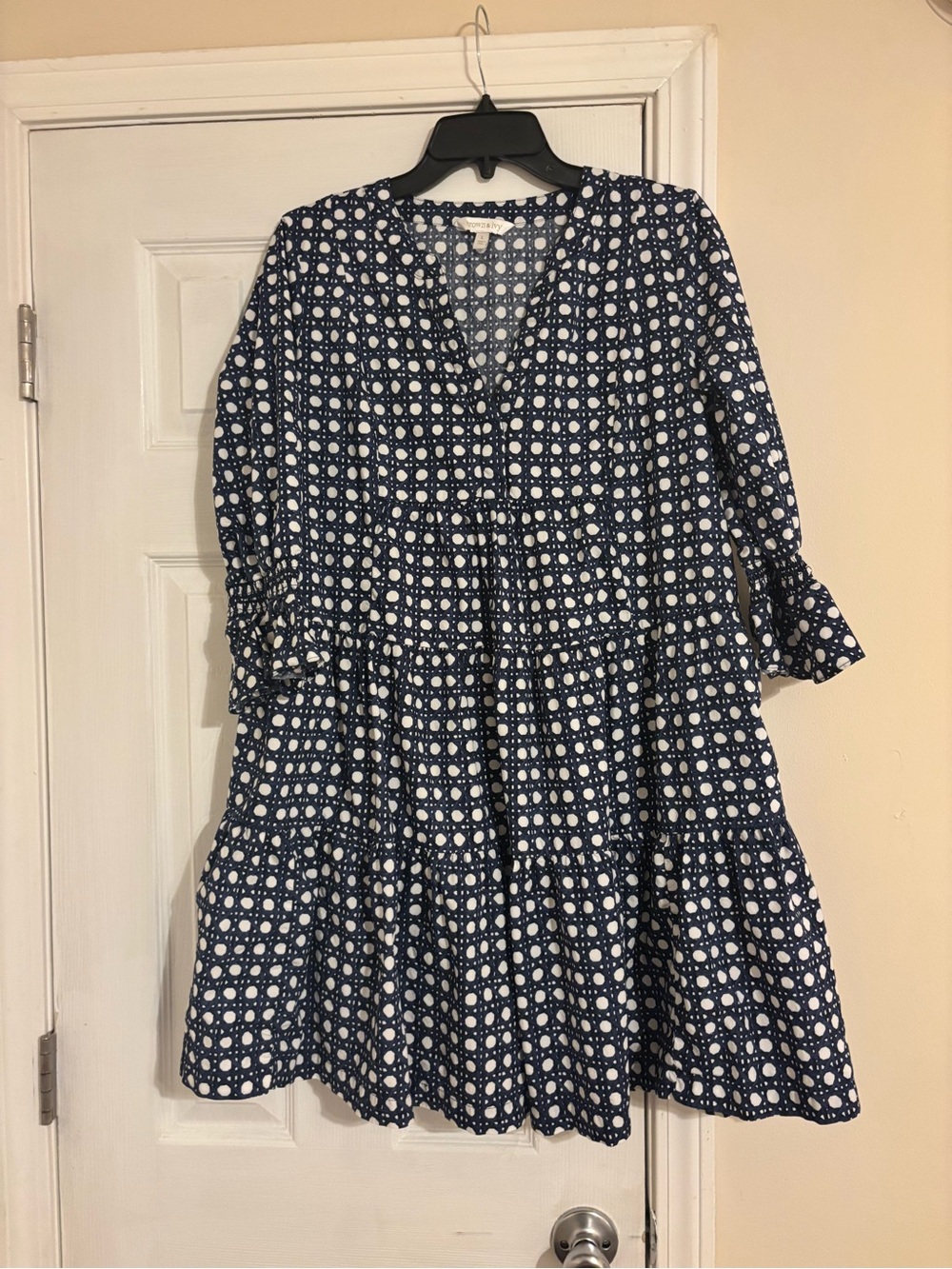 crown & ivy Navy and White Printed Mini Dress